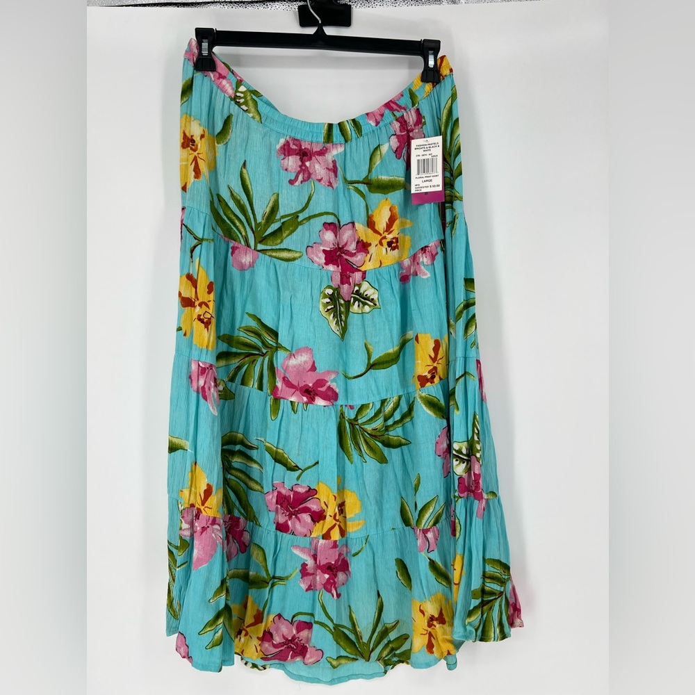 CATHY DANIELS TROPICAL HAWAIIAN ISLANDS MAXI SKIRT PULLON STYLE